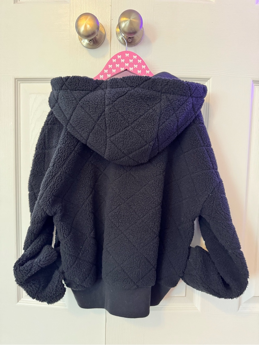 Abercrombie Kids Plush Hooded Bomber Jacket - Black 11/12